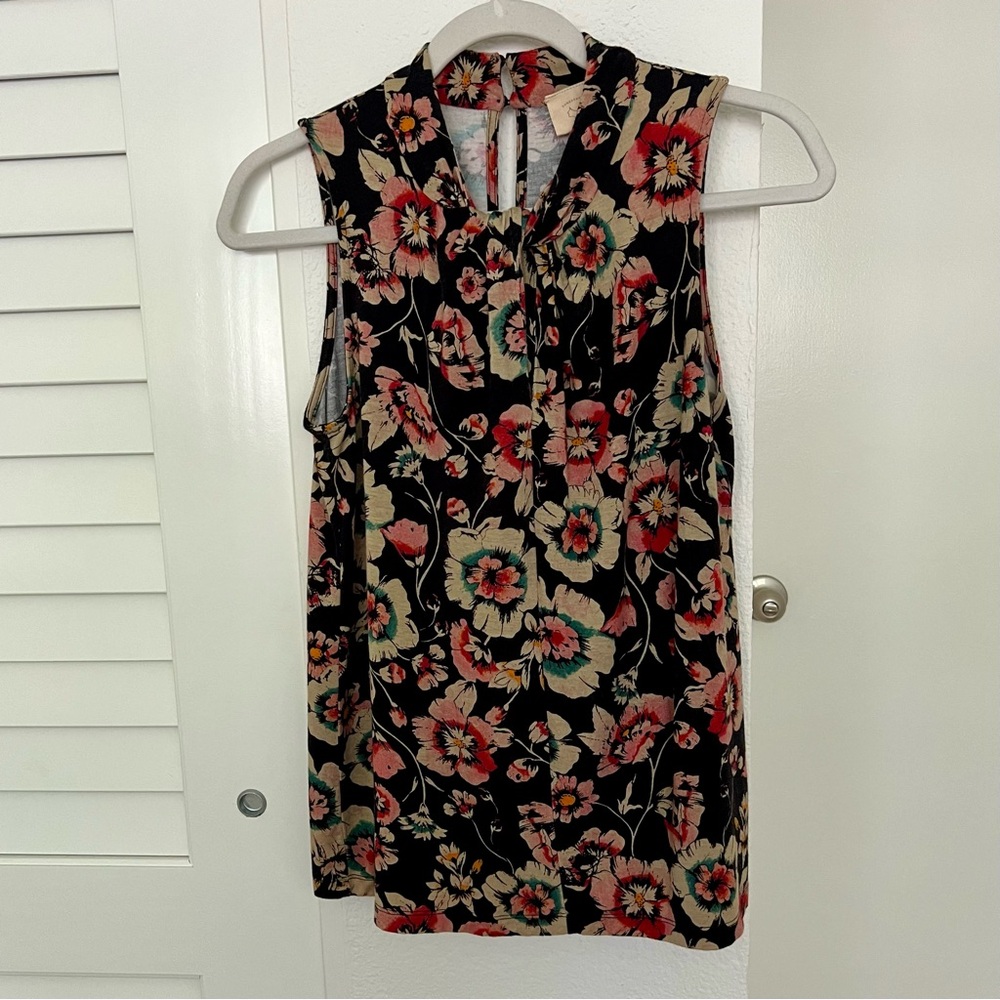 Anthropologie Vanessa Virginia Floral Twisted High Neck Top